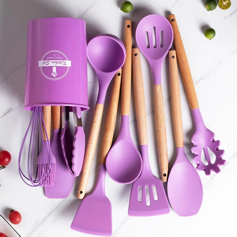 12-Piece Non-Stick Kitchen Utensil Set – Purple Handle Collection 1