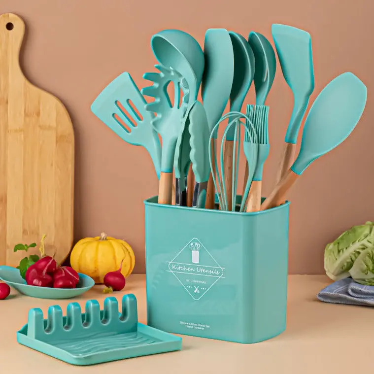 13-Piece Silicone Kitchen Utensil Set – Heat-Resistant, Non-Scratch Cooking Tools 1
