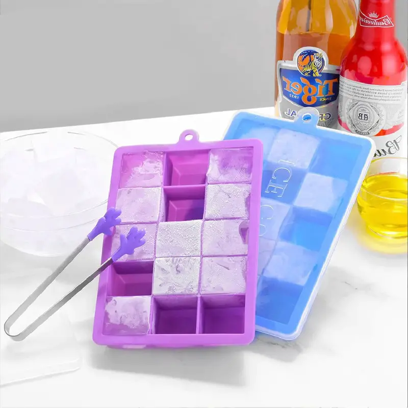 15-Cavity Flexible Silicone Ice Cube Mold For Home Freezer Use 1