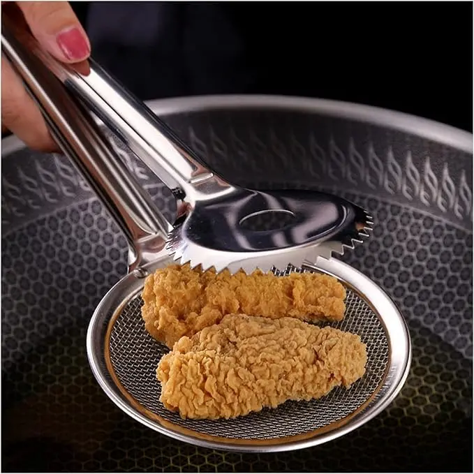 2-In-1 Stainless Steel Strainer & Serving Tong 1