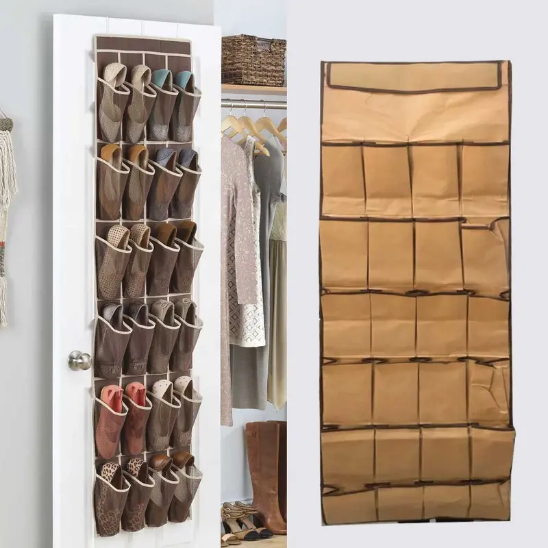 24-Compartment Over-The-Door Shoe Organizer – Clear Vinyl Storage 1
