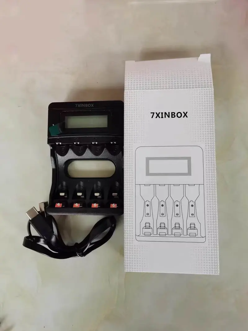 7Xinbox Smart Aa/Aaa Battery Charger – 4-Slot Independent Charging Station With Real-Time Capacity Display 1