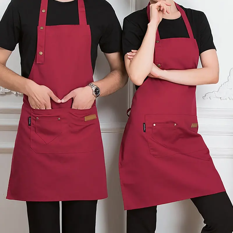 Adjustable, Water-Resistant Chef Apron With Reinforced Seams 1