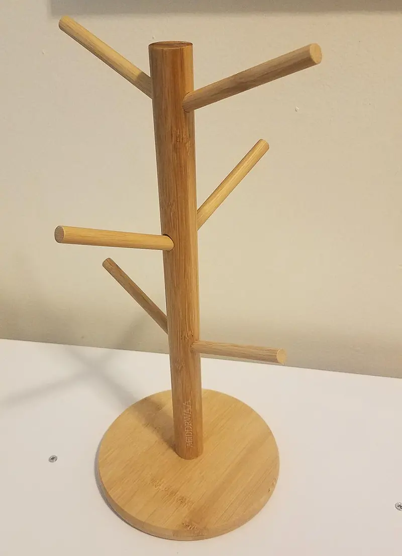 Aeiddrwaa Bamboo Mug Tree Stand – Countertop Coffee Cup Organizer For Kitchen Or Office 1