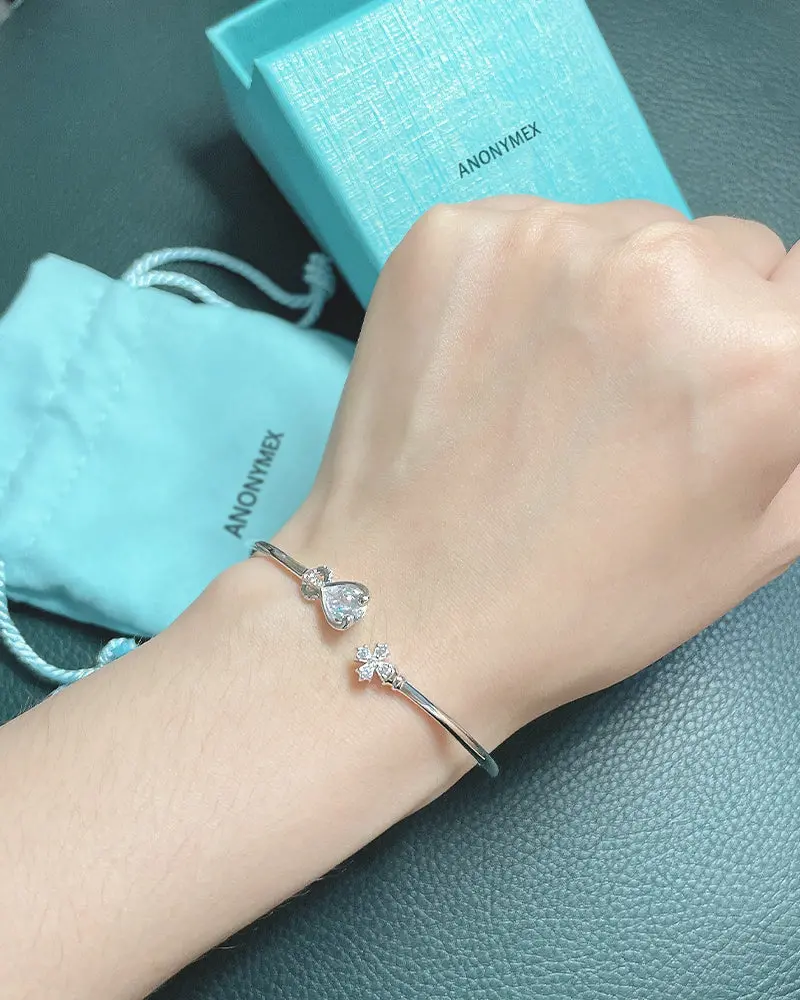 Anonymex Platinum-Plated Bracelet — Open-Bangle Design Featuring Simulated Pearls And Zirconia Accents 1