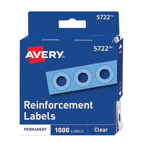 Avery Clear Hole Reinforcement Labels – 0.25" Diameter, 1,000 Per Dispenser Pack (Model 5722) 1