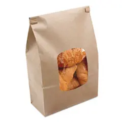 Bagcraft Stand-Up Bakery Bag – Natural Kraft With Clear Window, 6" × 2.75" × 9.5", 500 Per Carton 1