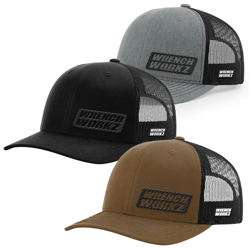 Black Carbon Side Patch Trucker Hat By Wrenchworkz 1