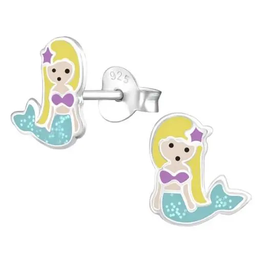 Blonde Mermaid-Themed Post Earrings 1