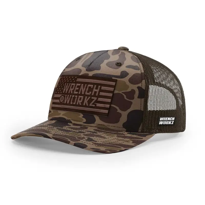 Camouflage Wood Grain American Flag Cap 1