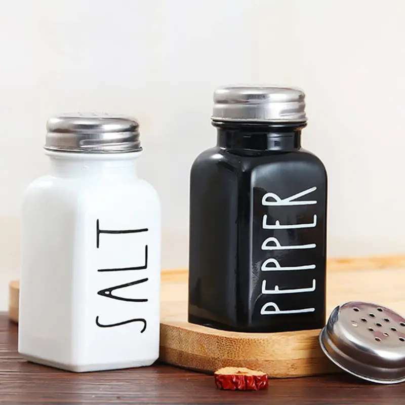 Ceramic Salt Shaker Set – Refillable Seasoning Dispenser (Salt Only) 1