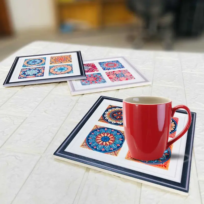 Ceramic Square Tea Coaster – Heat-Resistant & Stylish 1