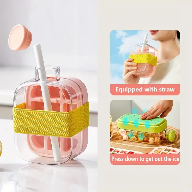 Dual-Function Ice Cube Bottle – Pink Insulated Hydration Container 1