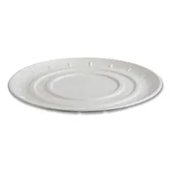 Eco-Products® Vanguard Sugarcane Fiber Pizza Tray – 14" Diameter, Eco-Friendly White Tray, 50 Per Carton 1