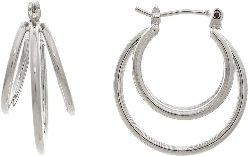 Elegant Silver Triple Hoop Earrings – Lightweight Stackable Design 1