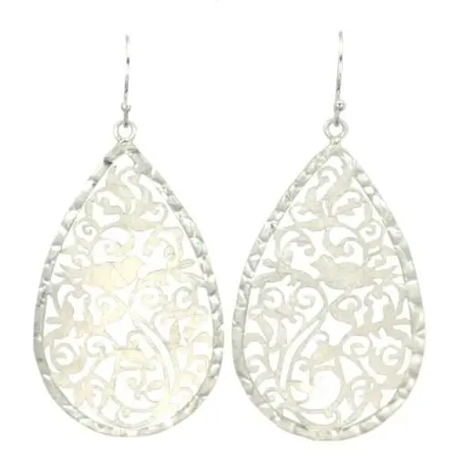 Filigree Bird Teardrop Statement Earrings 1