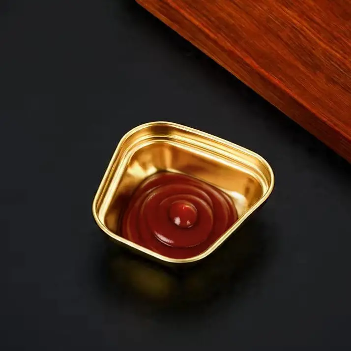 Gold-Tone Seasoning And Condiment Serving Plate – Design Variant D2 1