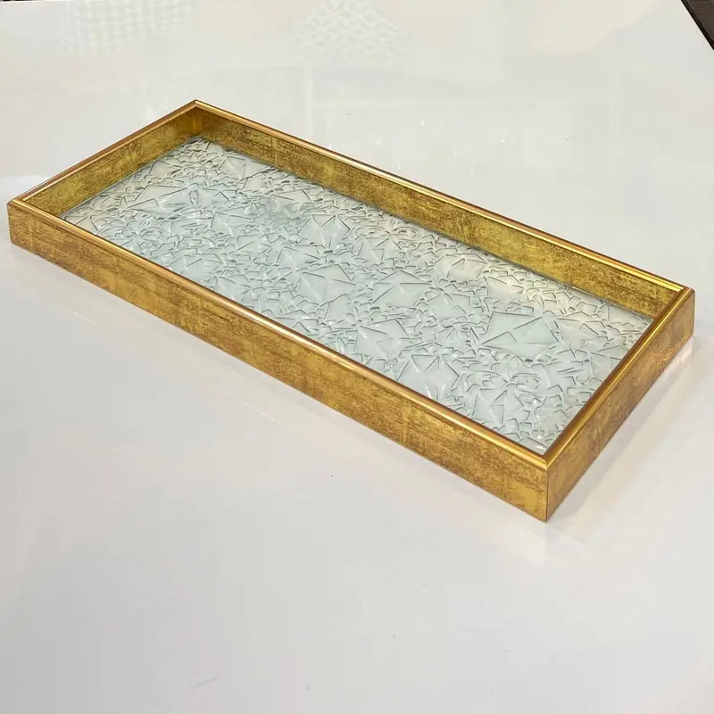 Golden-Border Glass Tray For Entertaining – D1 1