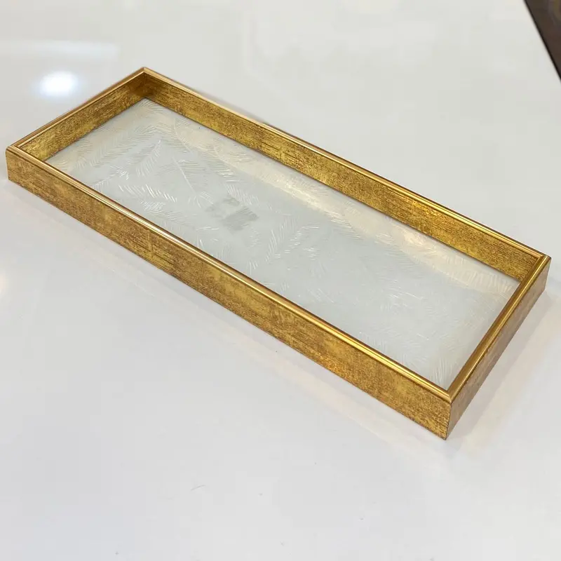 Golden-Edge Glass Tray – Versatile Design (Style D2) 1