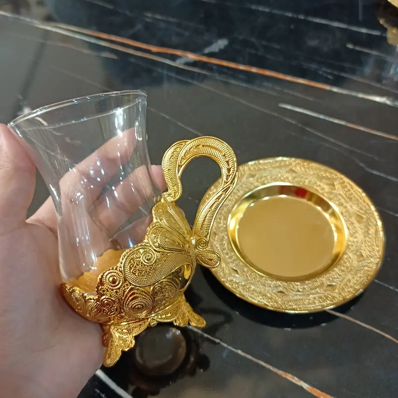 Golden Kahwa Cup And Saucer – Single Piece 1