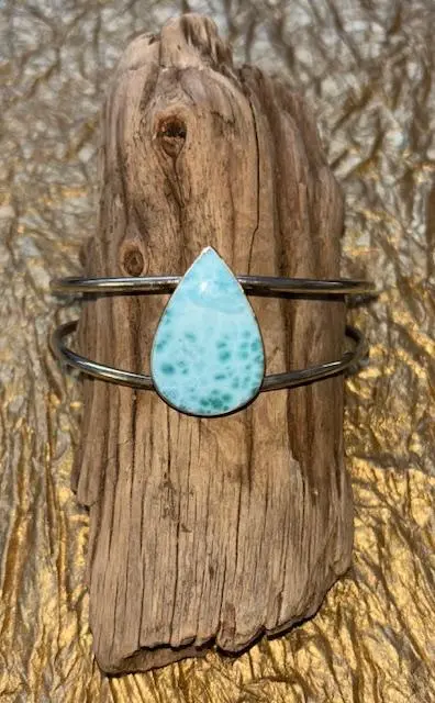 Hand-Carved Larimar Cuff Bracelet 1