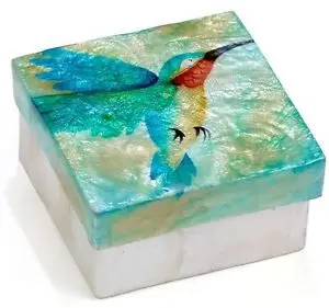 Handcrafted Hummingbird Capiz Shell Keepsake Box 1