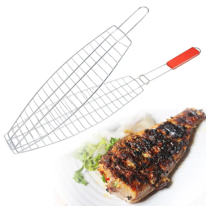 Homefast Bbq Fish Grill Rack – 67Cm X 15Cm Stainless Steel Grilling Tray 1