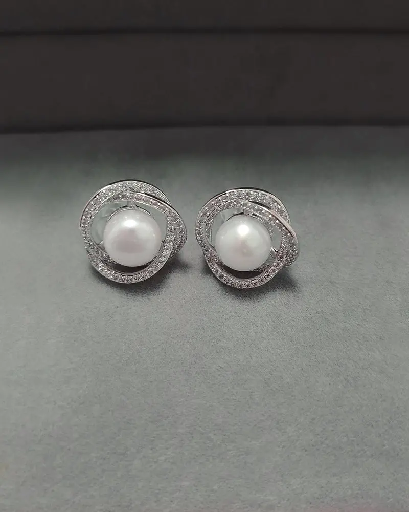 K&H Jwl Sterling Silver Rose Earrings – High-Polish 925 Silver Hoops Featuring 7Mm Freshwater Pearls 1