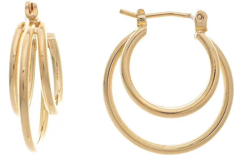 Layered Gold Triple-Hoop Earring Set 1