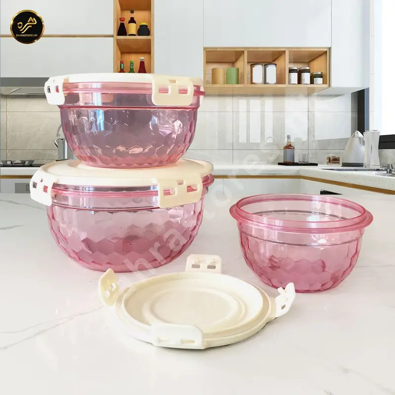 Light Pink Airtight Food Storage Containers (3-Piece Set) 1