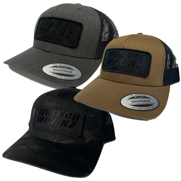 Matte Black Stacked Logo Snapback Hat 1