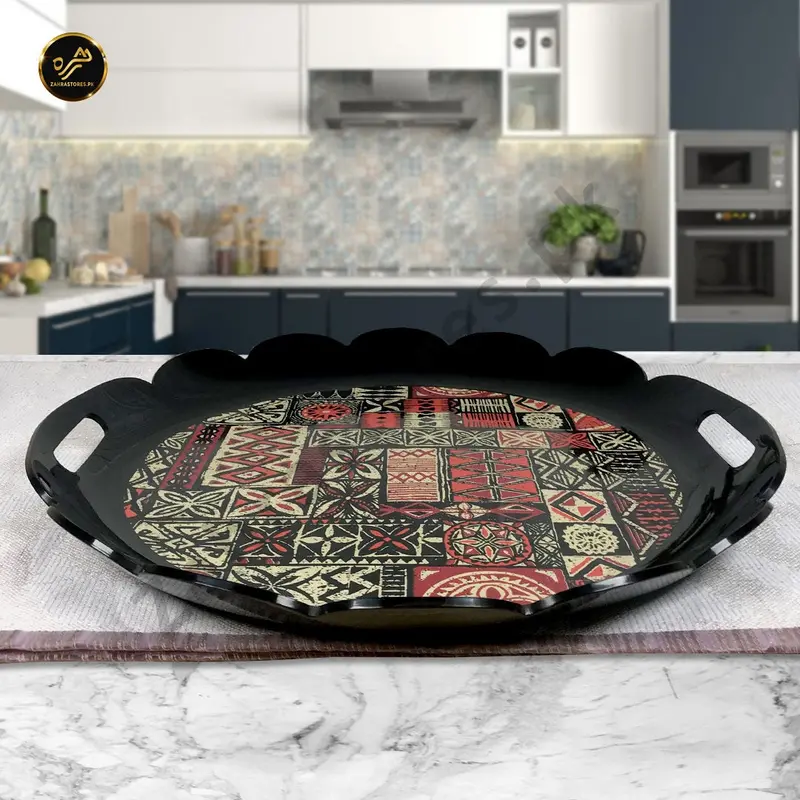 Minimalist Black Round Serving Tray – Elegant Tabletop Presentation Platter 1