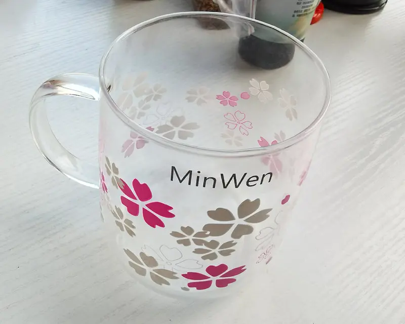 Minwen Borosilicate Glass Tumbler – Floral-Print Heat-Resistant Mug With Handle (310Ml), Ideal For Tea, Espresso & Juices 1
