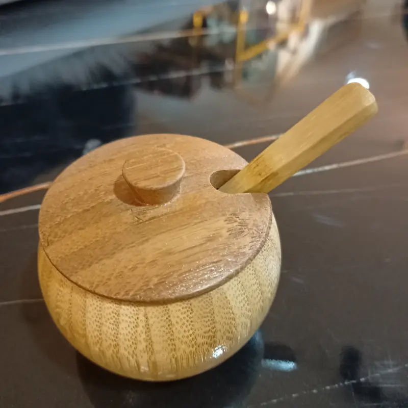 Natural Wooden Sugar Dispenser Jar 1