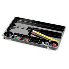 Officemate Recycled Drawer Organizer – Nine-Compartment Eco-Friendly Tray, Slim Black Profile (14" X 9" X 1.13") 1
