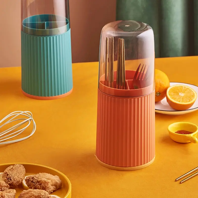 Orange 3-Section Cutlery Holder For Dining Essentials 1