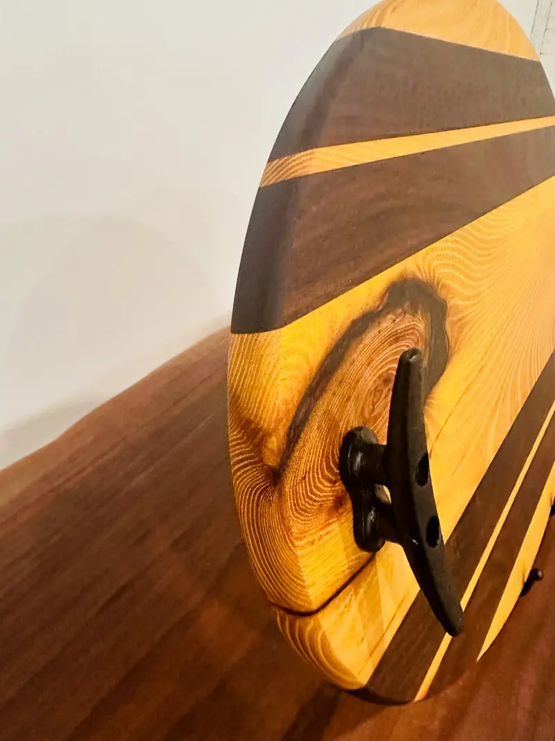 Osage Orange And Peruvian Walnut Tray With Nautical Dock Cleat Handles 1
