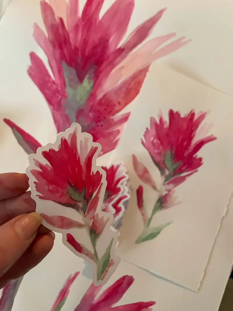 Pink Watercolor Indian Paintbrush Decal 1