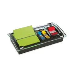 Post-It Note & Flag Combo Dispenser – Holds 3" X 3" Pads + 50 Mini Flags, Includes Canary Super Sticky Pad (45 Sheets) 1