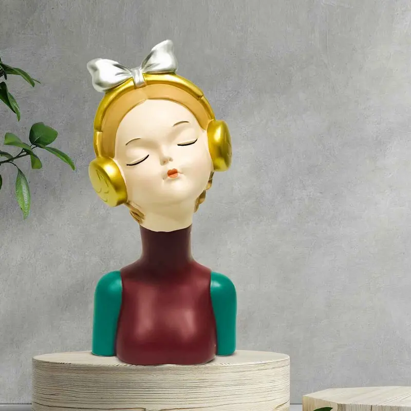 Red Nordic Girl Figurine – Handcrafted Decorative Statue 1