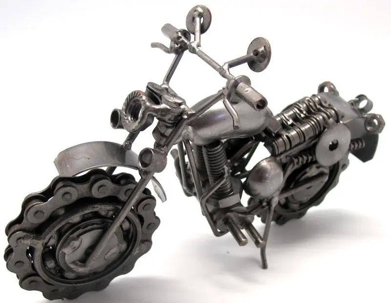 Rough Rider Motorcycle Sculpture – Vintage Metal Art 1