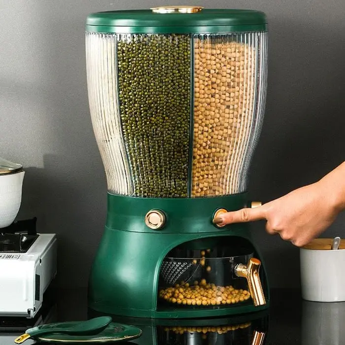 Round 4-Compartment Grain Storage Bin – Green 1