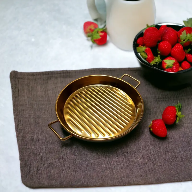 Round Gold-Plated Grill Plate – 20Cm Diameter 1