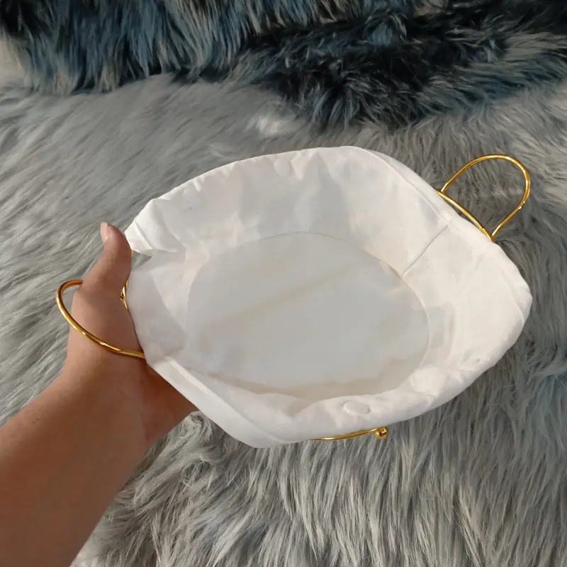 Round Golden Metal Bread Basket 1