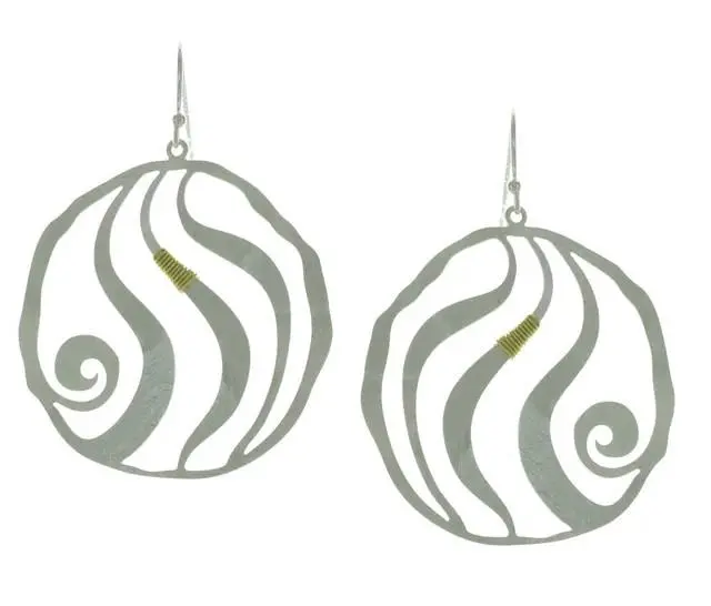 Round Swirl Wave Pattern Drop Earrings 1