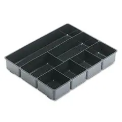 Rubbermaid Extra-Deep Drawer Director Tray – Seven-Sector Layout, High-Capacity Black Organizer (11.88" X 15" X 2.5") 1