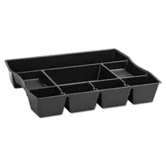 Rubbermaid Regeneration Deep Drawer Organizer – Eight-Compartment Eco-Conscious Tray, Black Plastic (14.88" X 11.88" X 2.5") 1