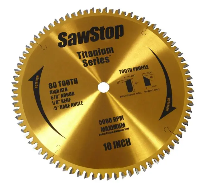 Sawstop 10-Inch Titanium Series 80-Tooth High-Accuracy Blade (Bts-P-80Hatb) 1