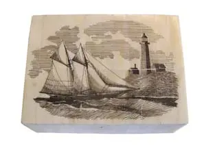 Schooner And Lighthouse Illustrated Keepsake Box 1
