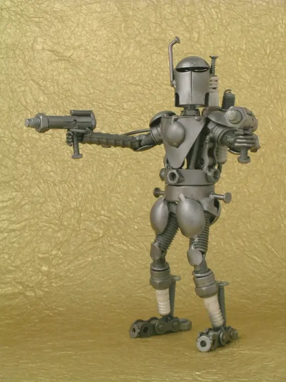 Scrap Heap Warrior Figurine – Industrial Steampunk Decor 1
